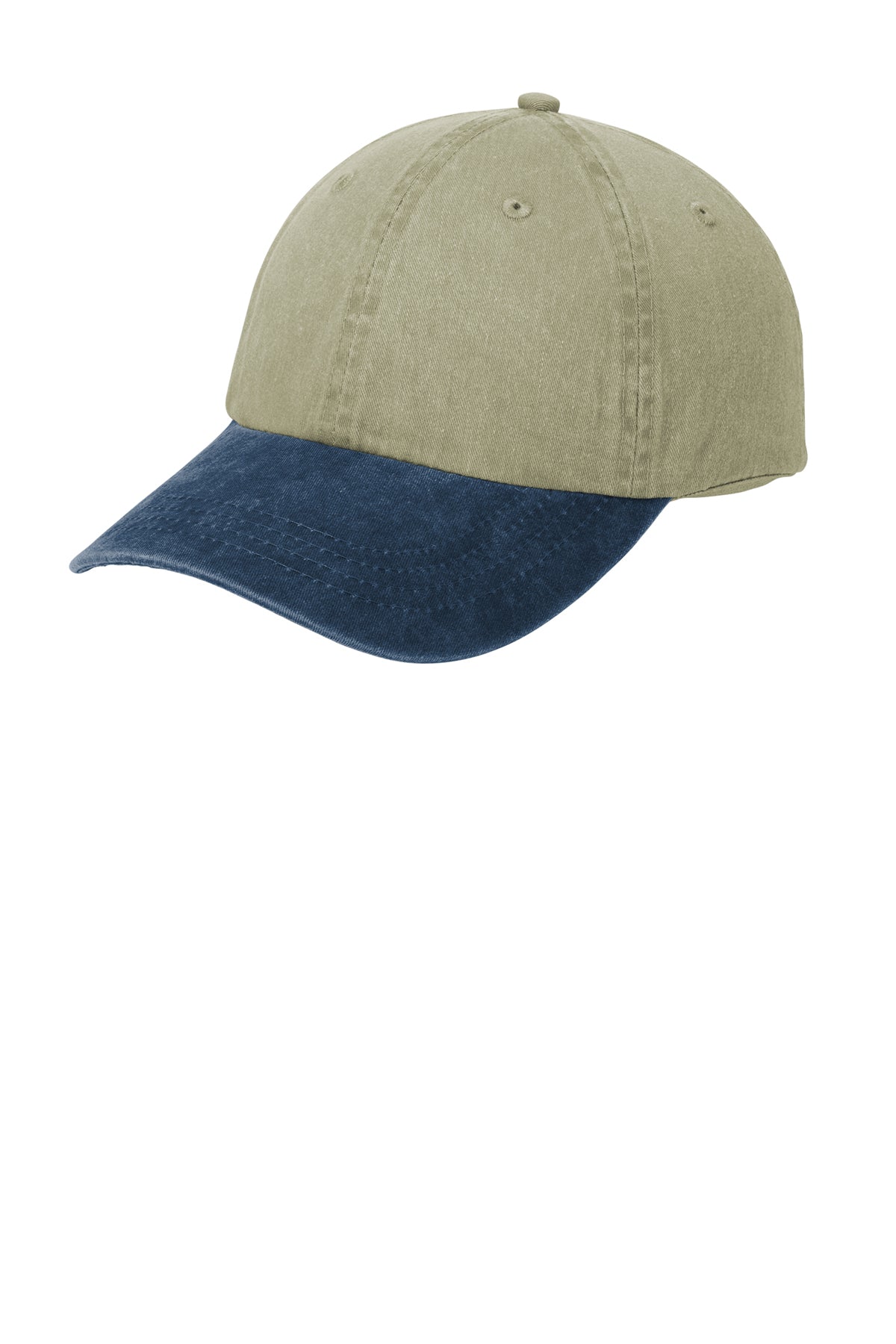Port & Co™ Two-Tone Pigment-Dyed Cap.CP83 in Khaki/Navy