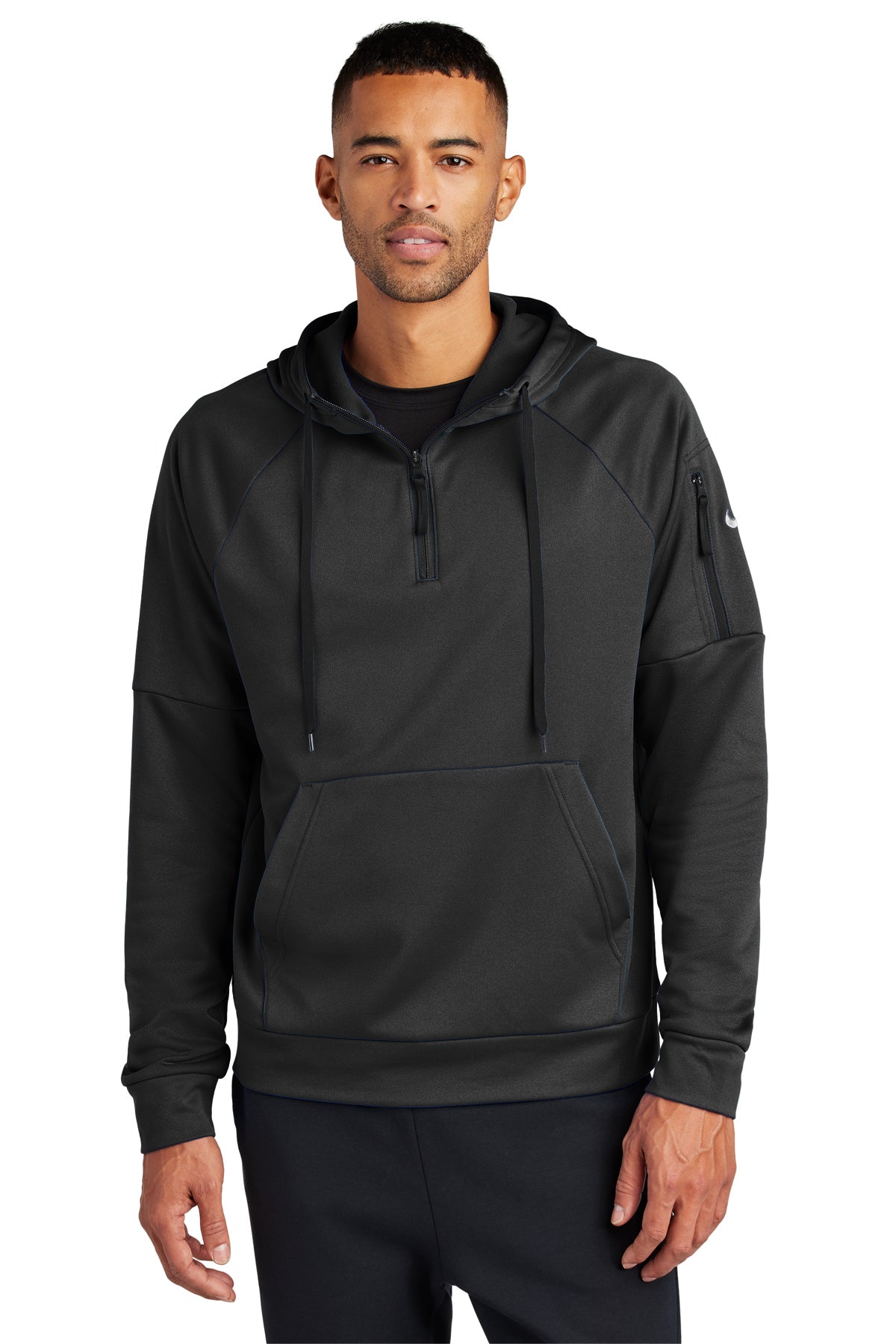Nike Therma-FIT Pocket 1/4-Zip Fleece Hoodie. NKFD9742 in Black