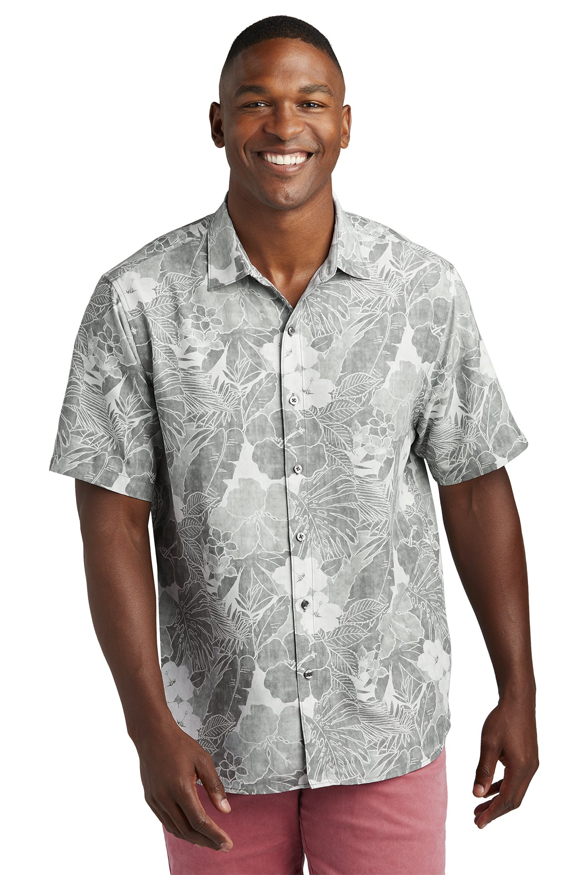 Men's Tommy Bahama® Coconut Point Playa Flora Short Sleeve Shirt ST325929TB in Light Grey