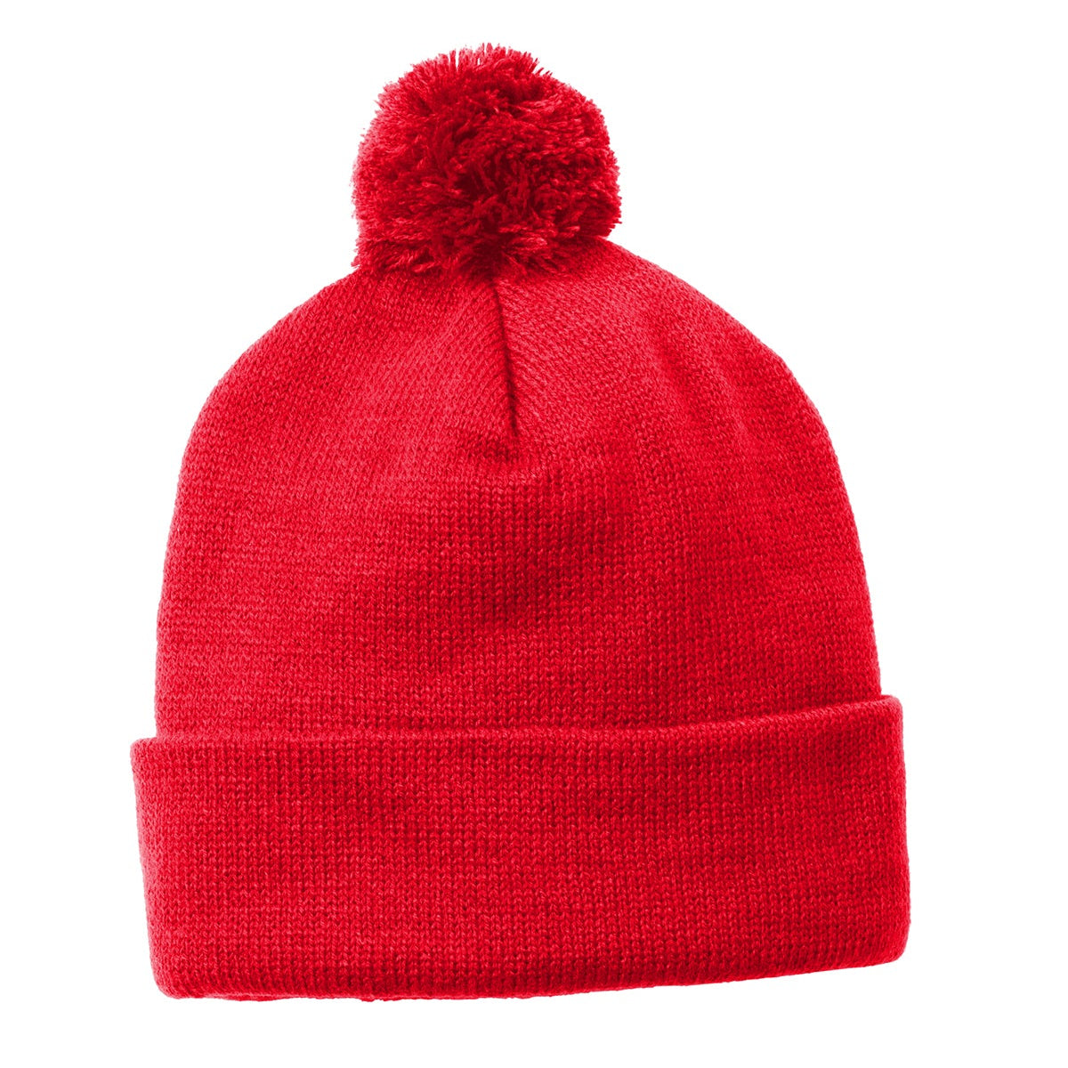 Sport-Tek STC37 Solid Pom Pom Beanie True Red