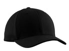 Port Authority Flexfit Mesh Back Cap in black, featuring structured crown, pre-curved visor, and breathable mesh back panels