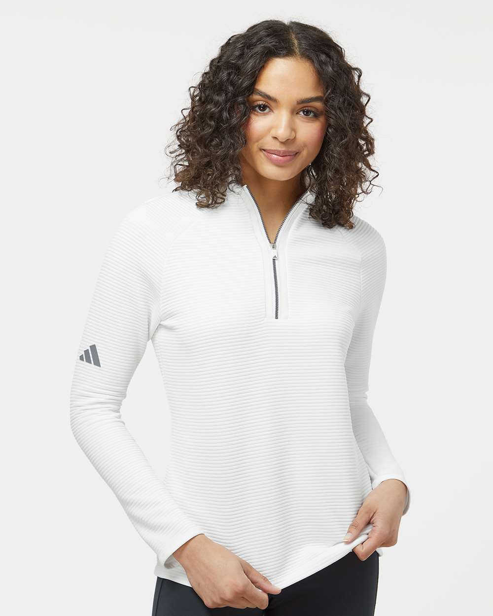 Adidas Ladies Spacer Quarter-Zip Pullover .A588. – Logo