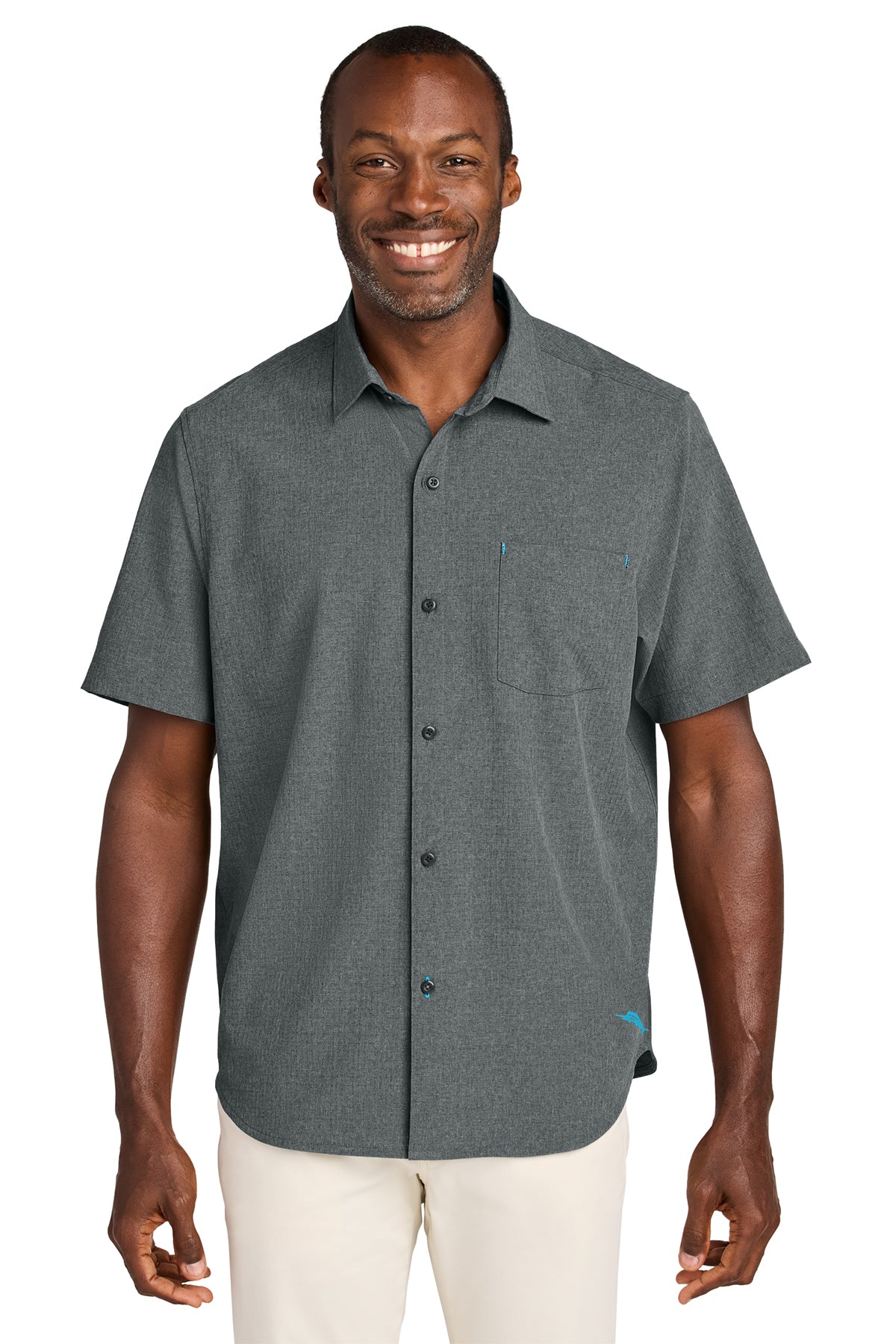 Tommy Bahama® Sandy Point Short Sleeve Shirt.ST326815TB in Coal color.