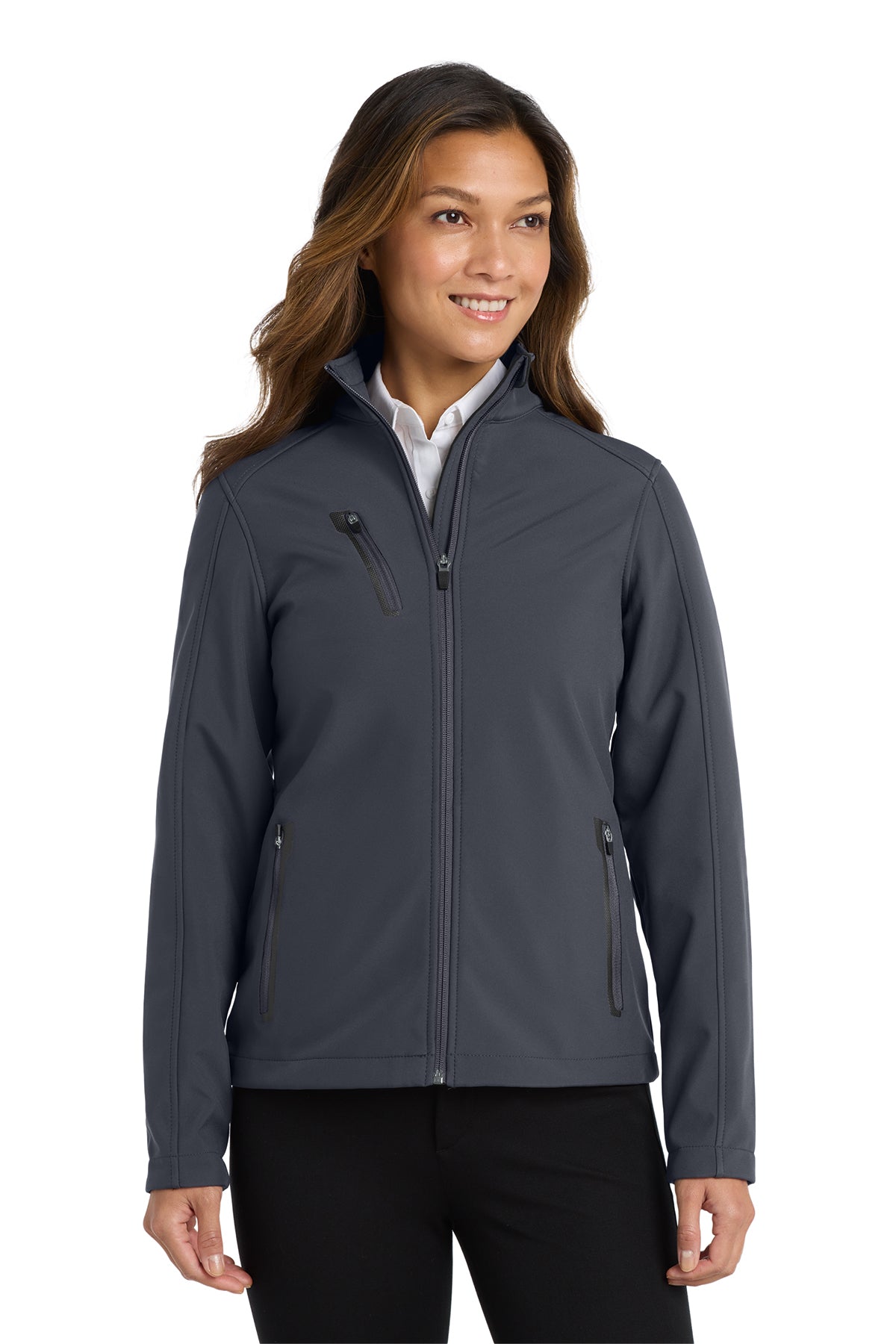 
Port Authority® Women's Welded Soft Shell Jacket. L324 in color Battleship Grey