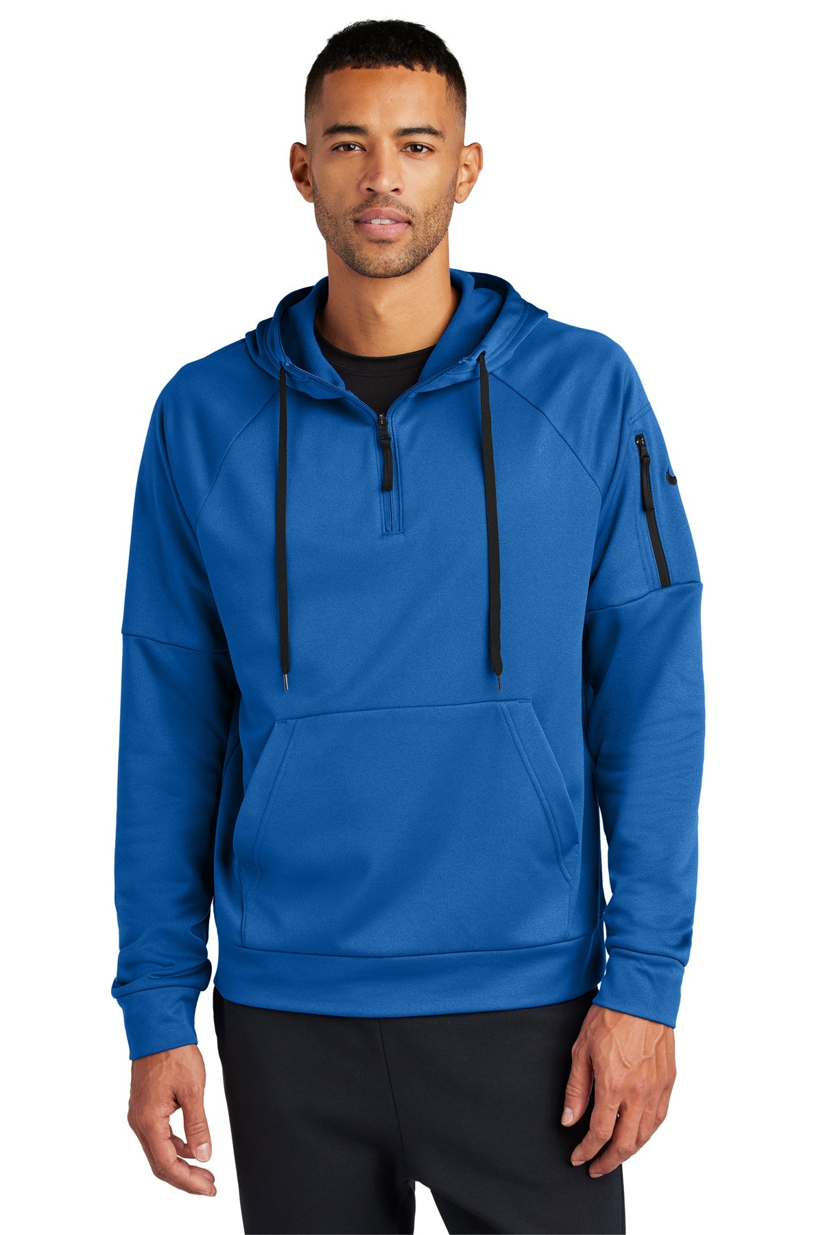 Nike Therma-FIT Pocket 1/4-Zip Fleece Hoodie. NKFD9742 in Royal