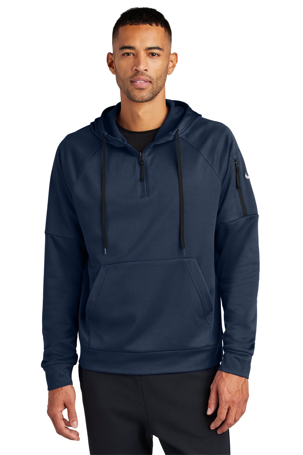 Nike Therma-FIT Pocket 1/4-Zip Fleece Hoodie. NKFD9742 in Navy