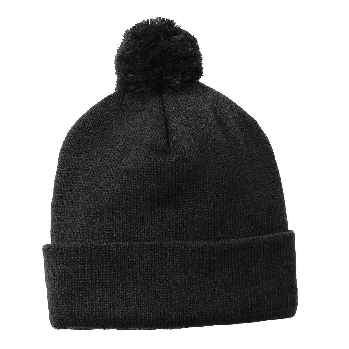 Sport-Tek STC37 Solid Pom Pom Beanie Black