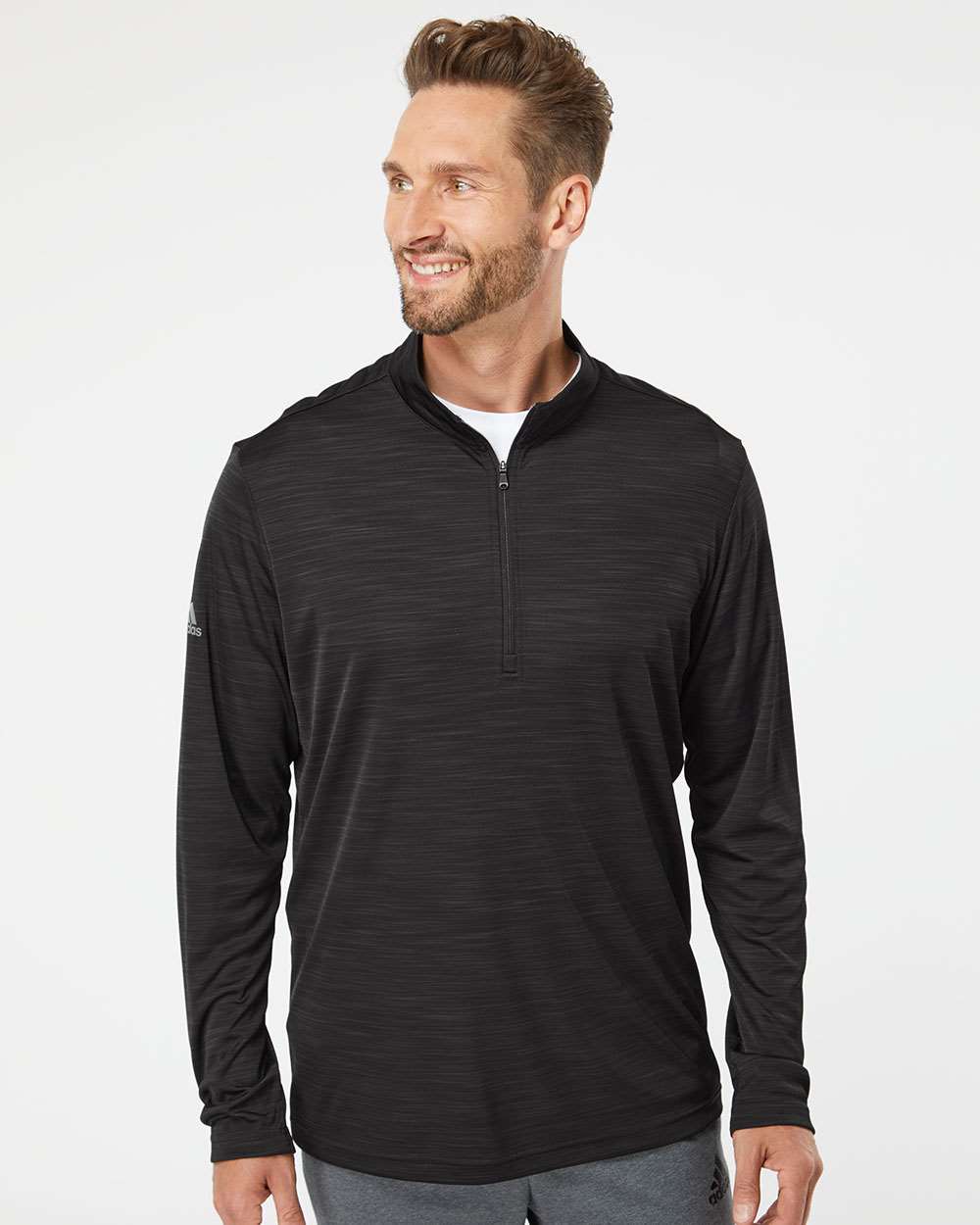 ailly＊ Adidas Lightweight Mélange Quarter-Zip Pullover - A475