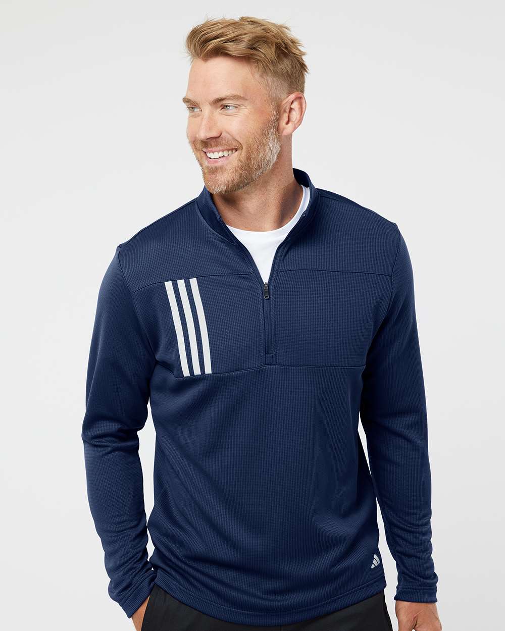 ◆adidas◆ Quarter Zip Jumper Navy Red IR7128 Logo Quarter-Zips | Adidas Men's Red Lightweight Quarter-Zip