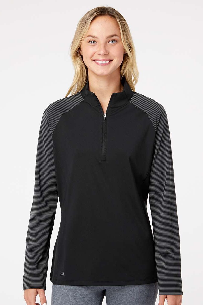 Adidas Ladies Quarter-Zip Pullover - Shoulder Stripe A521