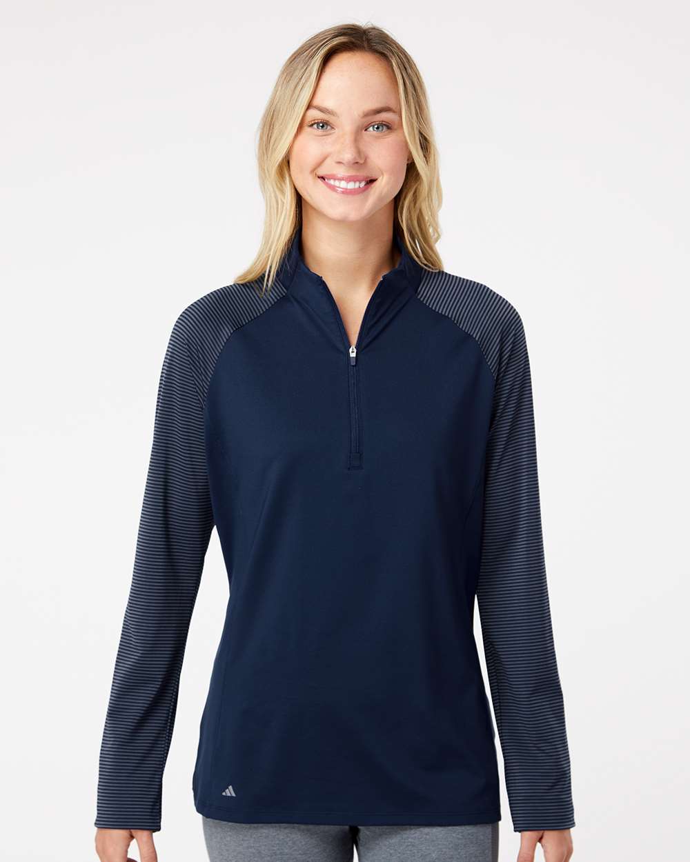 Adidas Ladies Quarter-Zip Pullover - Shoulder Stripe A521