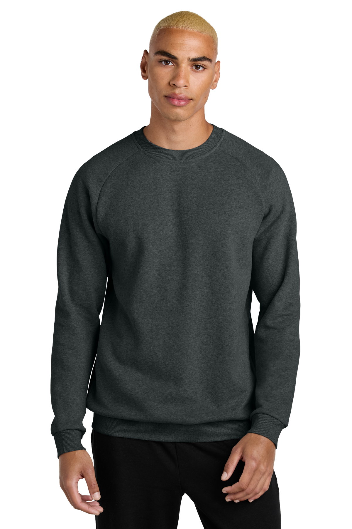 District DT7804 Cloud Fleece Crew Sweatshirt Heathered Charcoal