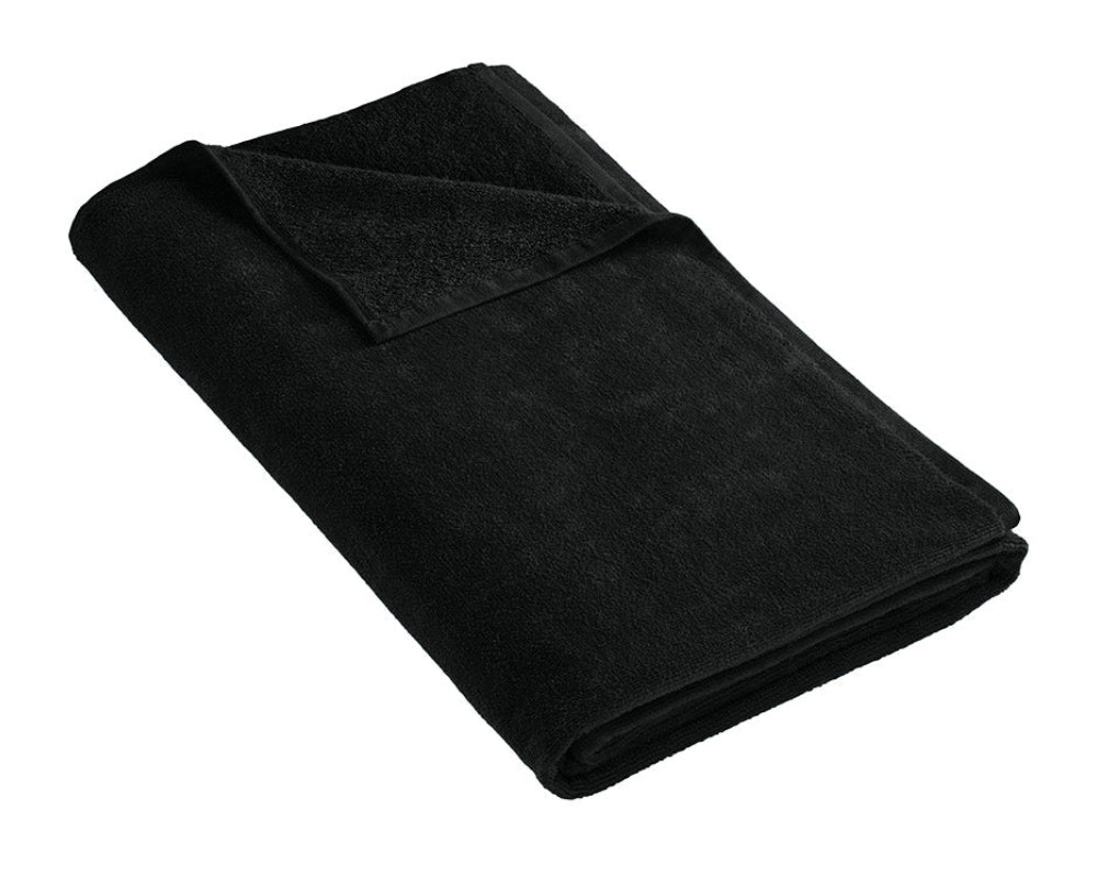 Port Authority Black Terry Velour Beach Towel PT42