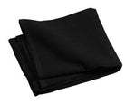  Folded black custom embroidered beach towel, showcasing plush texture and smooth embroidery-ready surface.
