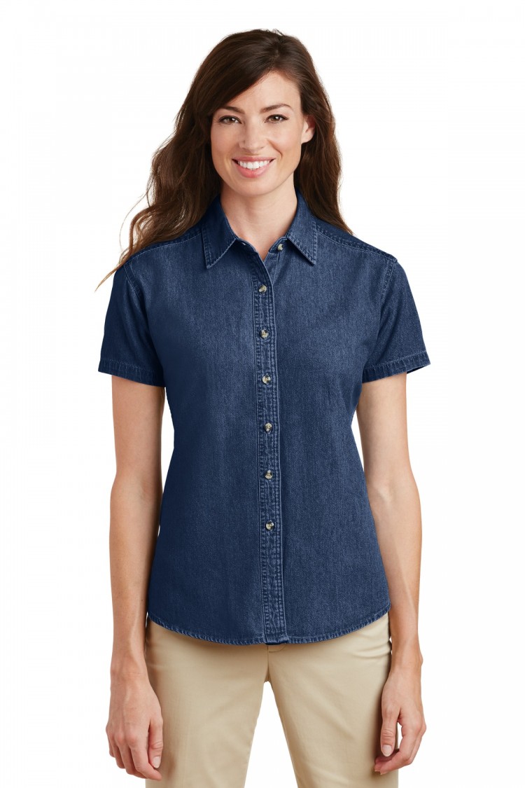 LSP11 PORT AND COMPANY Short Sleeve Value Denim Shirt 