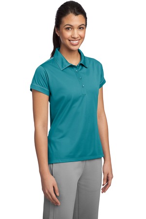 Sport-Tek LST655 Womens True Royal Blue/White Sport-Wick Moisture Wicking  Short Sleeve Polo Shirt —