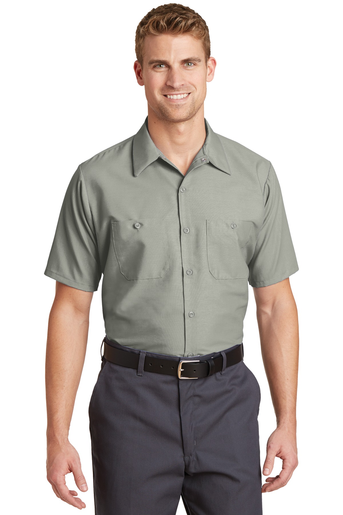 Red Kap Mens Size Industrial Work Shirt Regular Fit 5X-Large/Tall Navy Short Sleeve