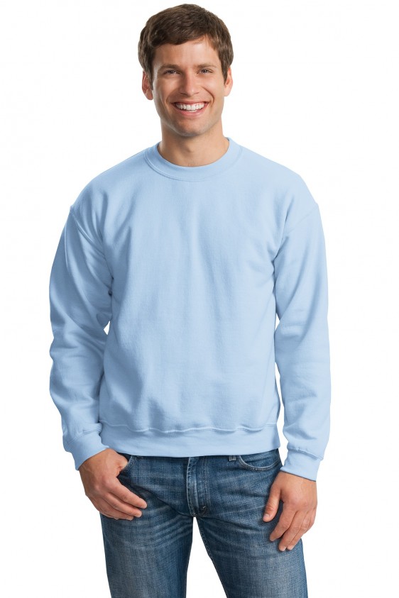 Back of Blue Gildan Sweatshirt — Light Blue Gildan 18000 Sweatshirt Mockup — Light Blue Unisex Crew Neck Sweatshirt Model Mock in Blue