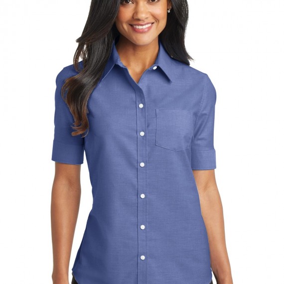 Port Authority Women's Short Sleeve SuperPro Oxford Shirt. L659.