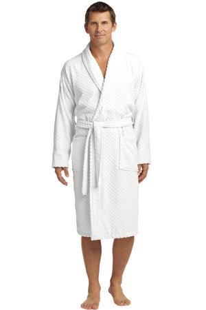 White Personalized Checkered Terry Robe with Embroidered Name & Back 