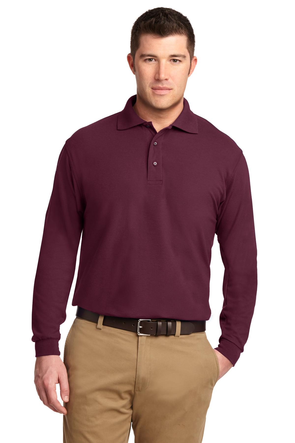 K500LSP Mens Port Authority Long Sleeve Silk Touch Polo with Pocket 