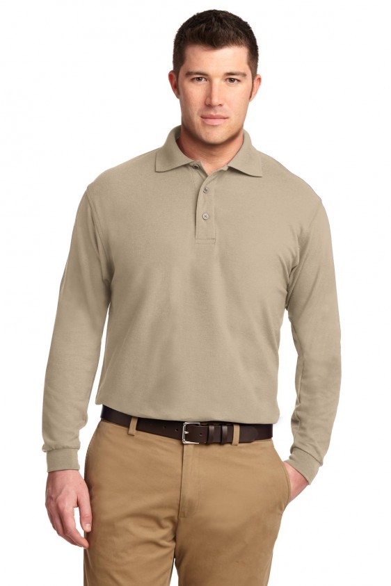 Port Authority Long Sleeve Silk Touch Polo with Pocket K500LSP Mens 
