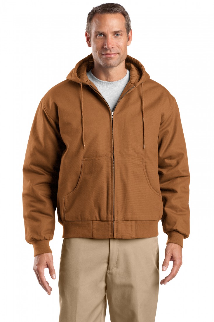 Cornerstone Mens Big And Tall Hooded Drawcord Work Jacket_Duck Brown_4XLT