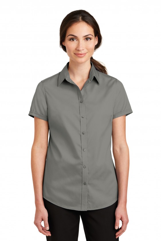 Port Auth Ladies Short Sleeve Logo Dress Shirt -SuperPro L664.