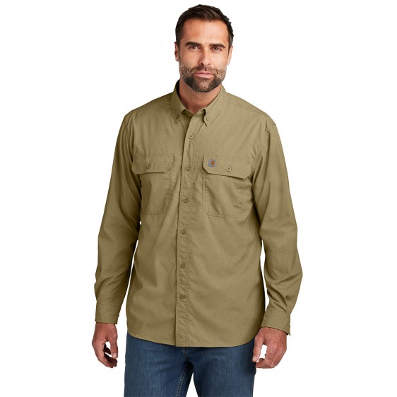 Force Relaxed Fit Lightweight Long-Sleeve Button Down Shirt