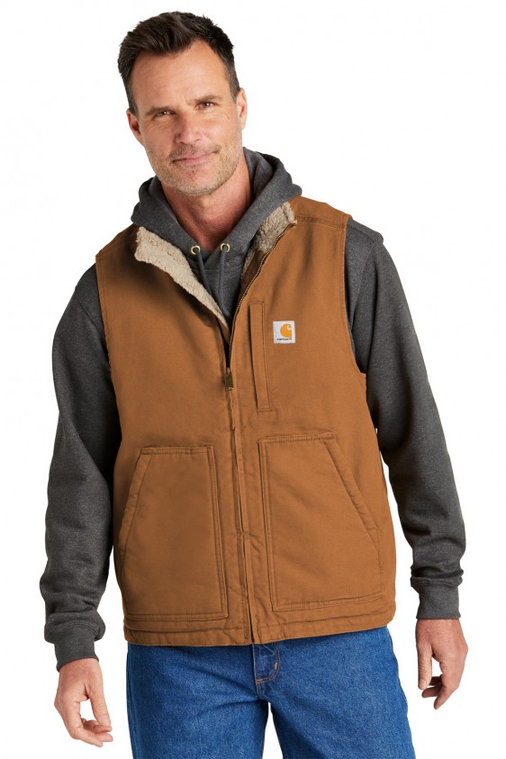 Carhartt CT104277 Washed Duck Sherpa Lined Mock Neck Vest