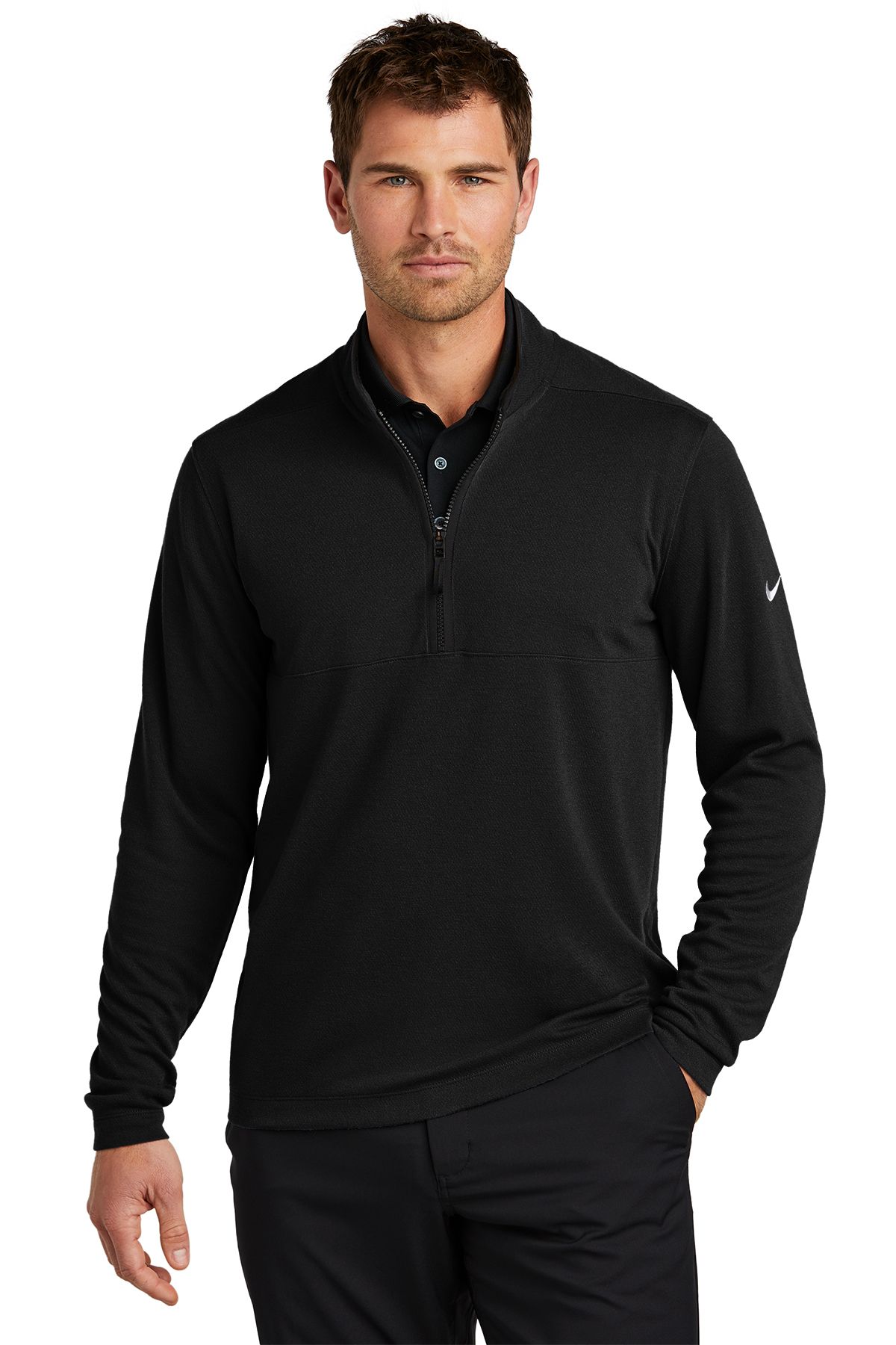 Nike Textured 1/2-Zip Cover-Up. NKDX6702 - Logo Shirts Direct